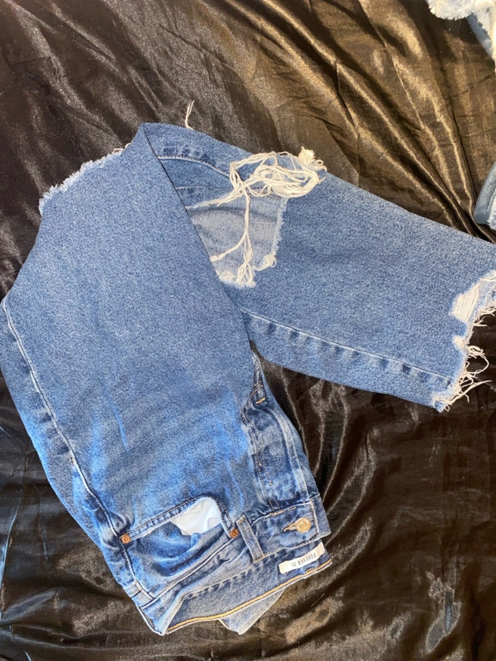Forever 21 Light Blue Straight Leg Distressed Jeans